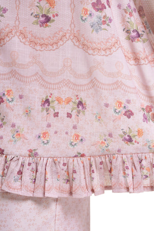 Lace Poem Ruffle Shirt - Pink