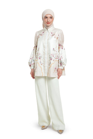 Lace Poem Smock Sleeve Shirt - White