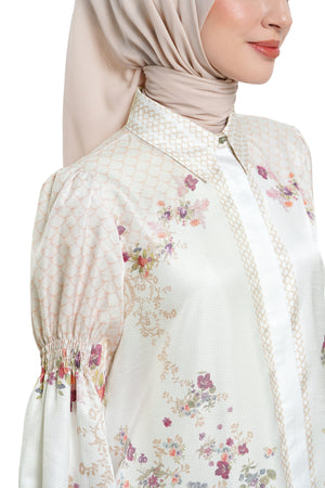Lace Poem Smock Sleeve Shirt - White