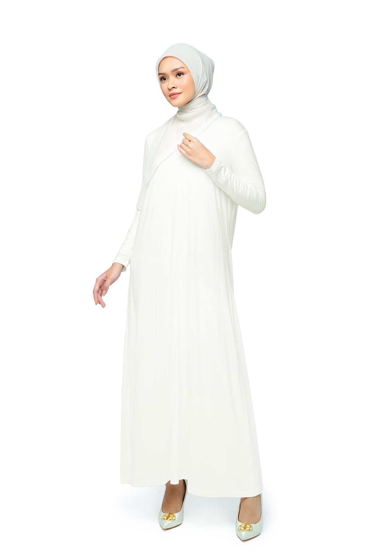 long dress putih hijab Hijab On White Dress