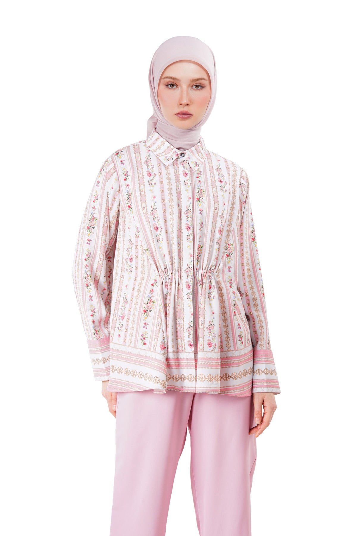 Monoglam Ruched Shirt - Pink