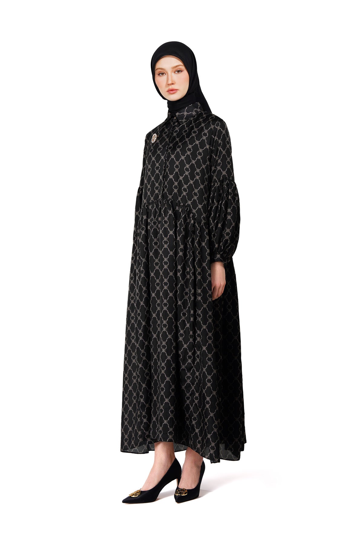 Monoglam Ruffle Dress - Black