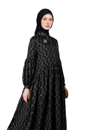 Monoglam Ruffle Dress - Black