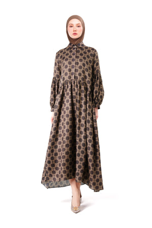 Monoglam Ruffle Dress - Brown