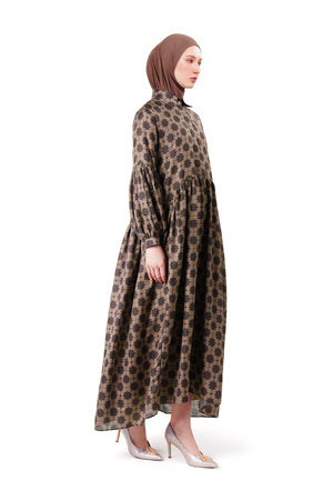 Monoglam Ruffle Dress - Brown