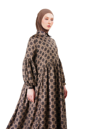 Monoglam Ruffle Dress - Brown