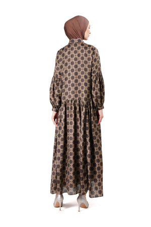 Monoglam Ruffle Dress - Brown