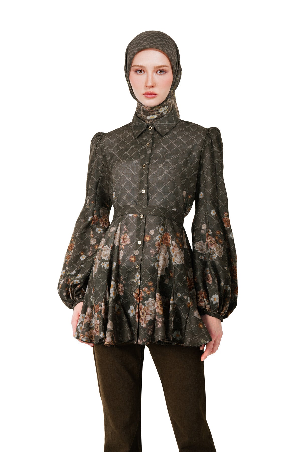 Monoglam Ruffled Shirt - Brown