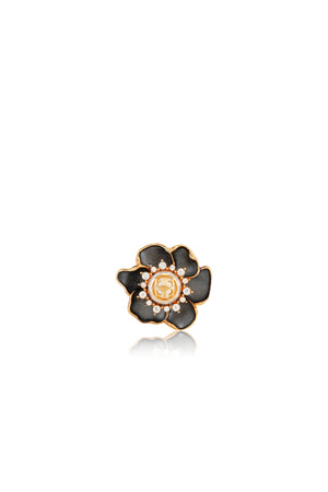 Magnolia Pin Brooch - Black/Gold