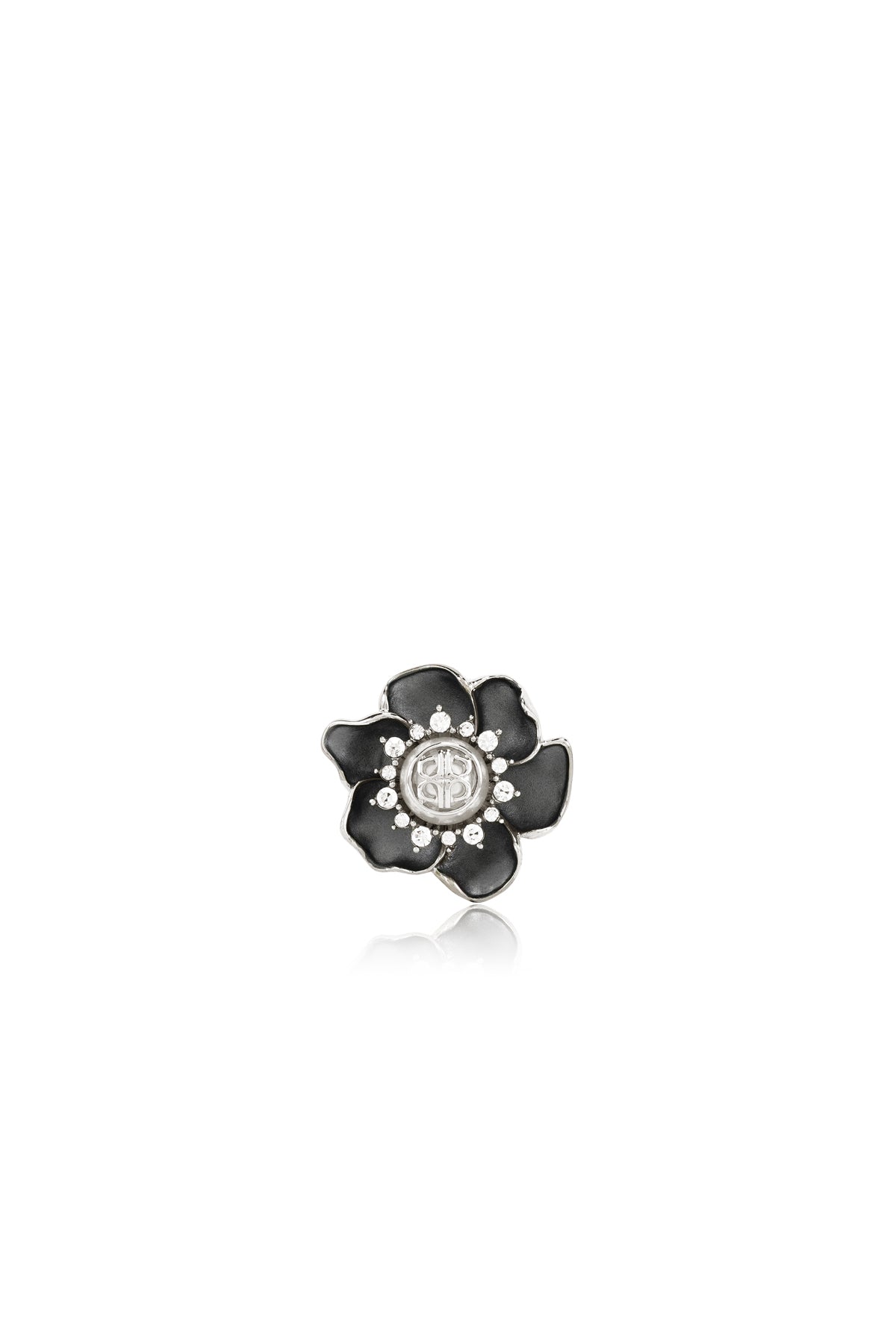 Magnolia Pin Brooch - Black/Silver