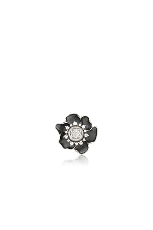 Magnolia Pin Brooch - Black/Silver