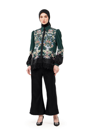 Majestica Raya Basic Shirt With Lace - Emerald