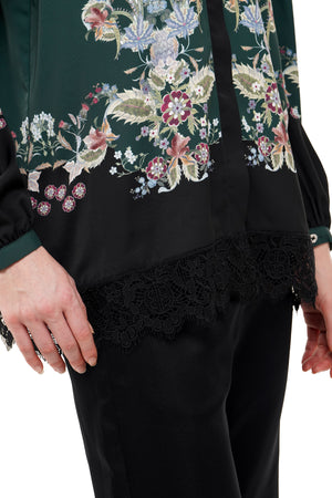 Majestica Raya Basic Shirt With Lace - Emerald