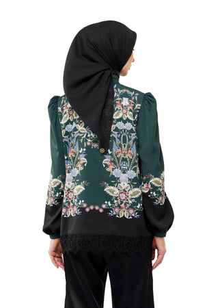 Majestica Raya Basic Shirt With Lace - Emerald