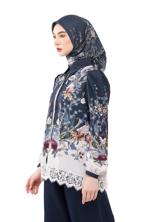 Majestica Raya Basic Shirt With Lace - Navy