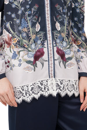 Majestica Raya Basic Shirt With Lace - Navy