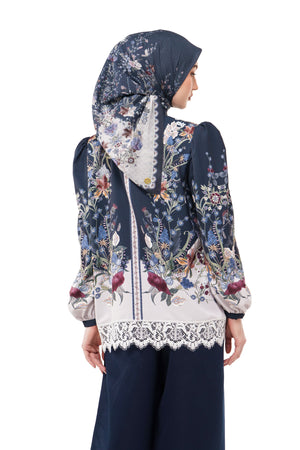 Majestica Raya Basic Shirt With Lace - Navy