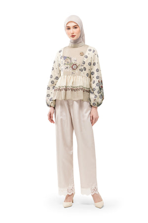 Majestica Raya Peplum Blouse - Cream