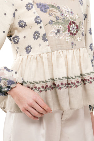 Majestica Raya Peplum Blouse - Cream