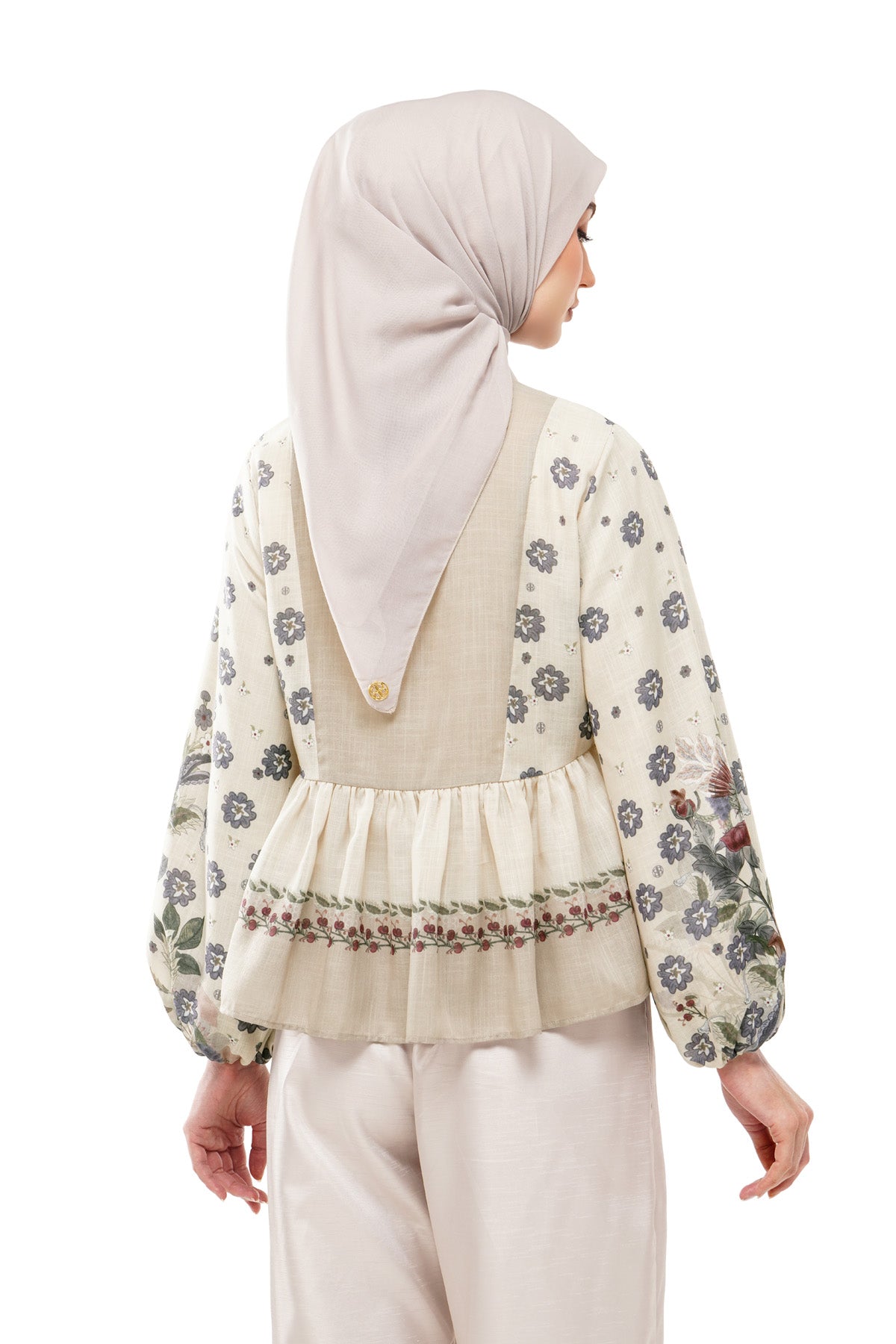 Majestica Raya Peplum Blouse - Cream - Nada Puspita