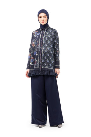 Majestica Raya Ruffle Shirt - Midnight