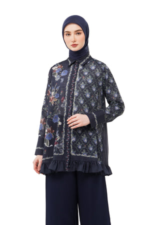 Majestica Raya Ruffle Shirt - Midnight