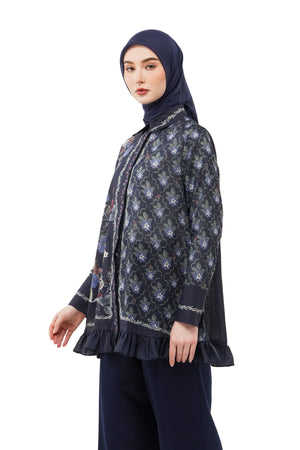 Majestica Raya Ruffle Shirt - Midnight