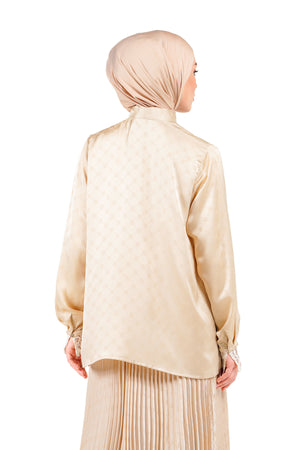 Marilyn Monogram Bow Shirt - Cream