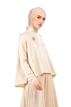 Marilyn Monogram Crop Blouse - Cream