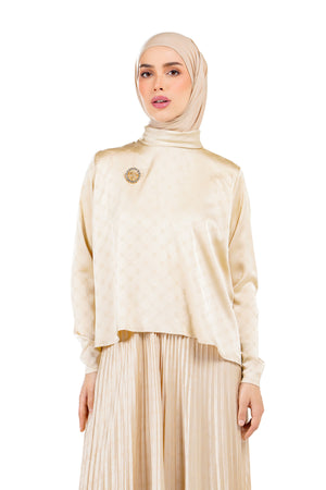 Marilyn Monogram Crop Blouse - Cream
