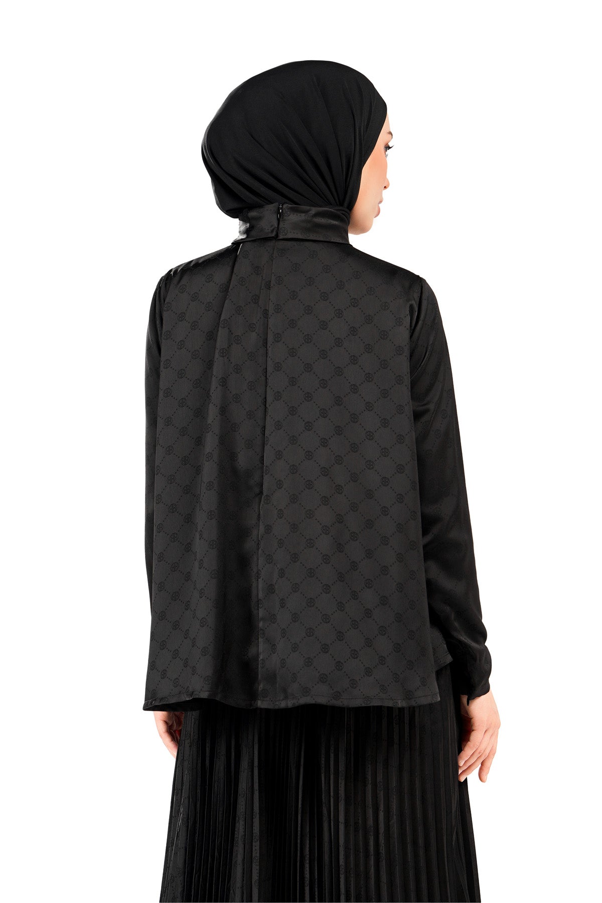 Marilyn Monogram Crop Blouse - Black