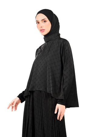 Marilyn Monogram Crop Blouse - Black