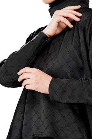 Marilyn Monogram Crop Blouse - Black
