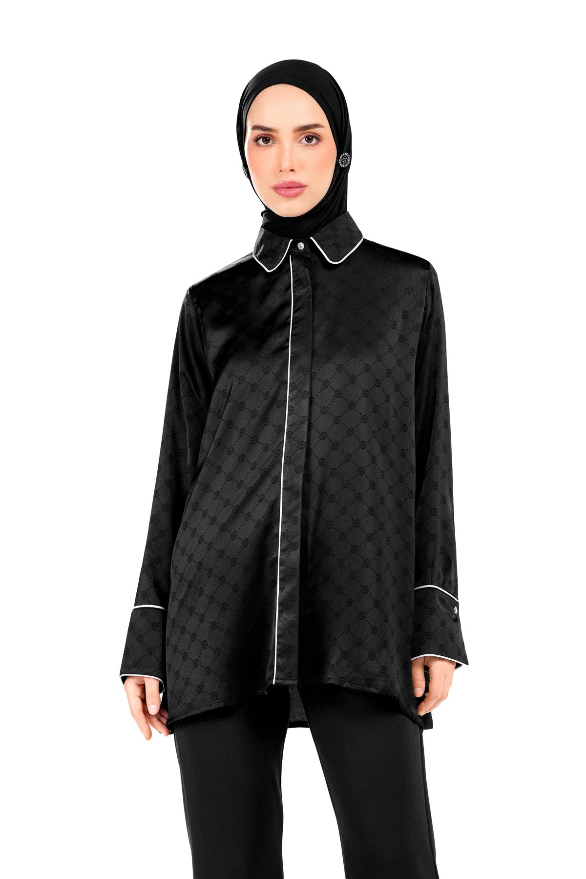 Marilyn Monogram Shirt - Black