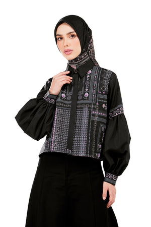 Marrakesh Crop Puff Shirt - Black
