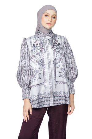 Metamorphosa Puff Sleeve Shirt - Ash Grey