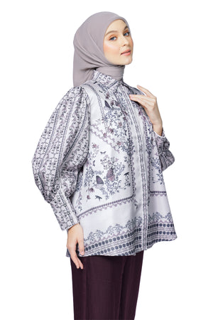 Metamorphosa Puff Sleeve Shirt - Ash Grey