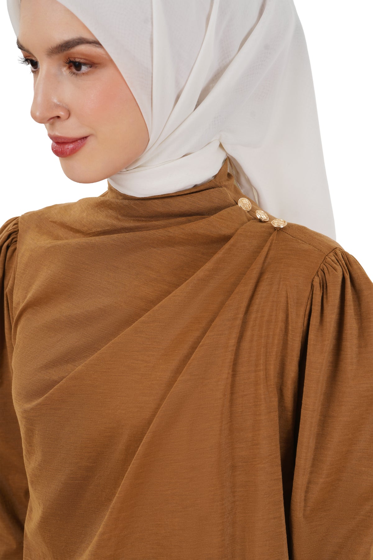 Milla Draped Blouse - Brown