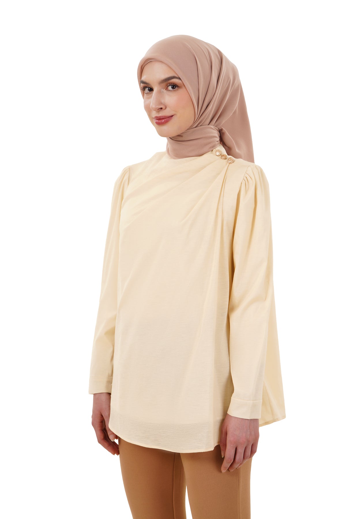 Milla Draped Blouse - Cream