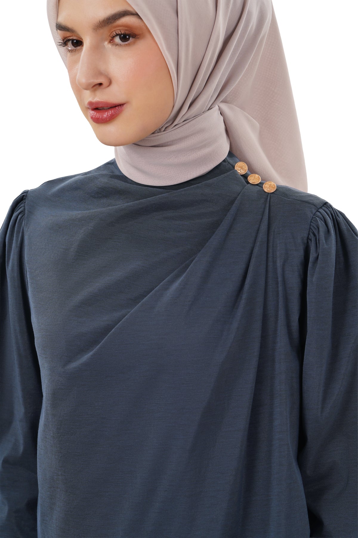 Milla Draped Blouse - Navy