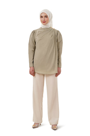 Milla Draped Blouse - Taupe