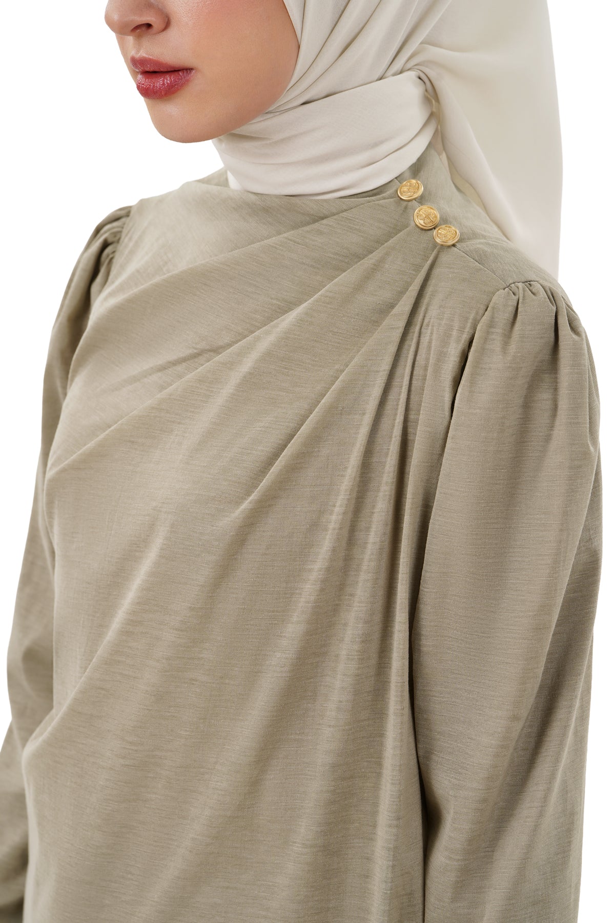 Milla Draped Blouse - Taupe