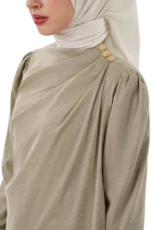 Milla Draped Blouse - Taupe