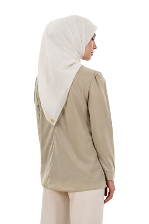 Milla Draped Blouse - Taupe