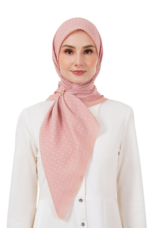 Monogrid Scarf - Coral Pink