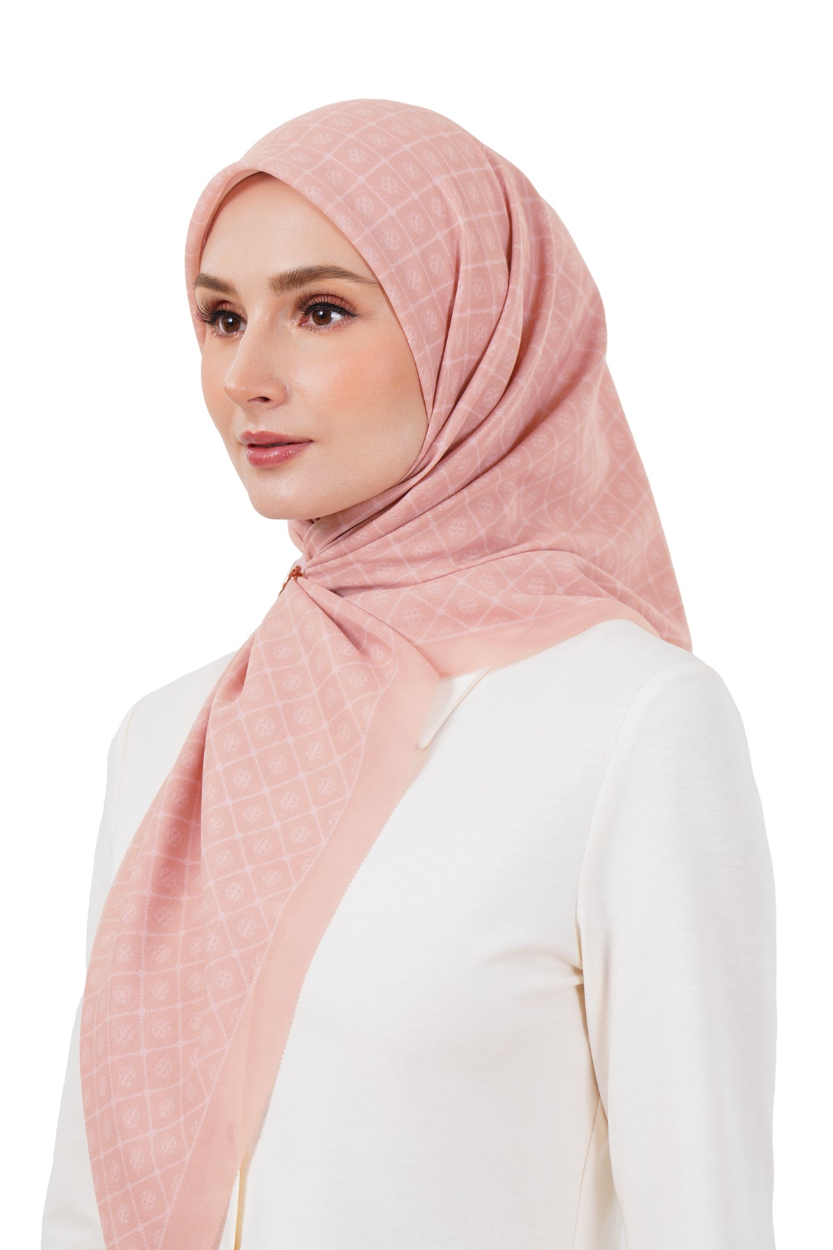 Monogrid Scarf - Coral Pink - Nada Puspita