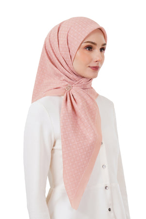 Monogrid Scarf - Coral Pink