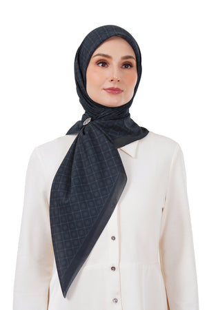 Monogrid Scarf - Navy
