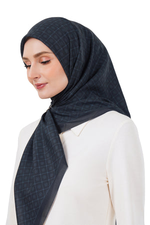 Monogrid Scarf - Navy