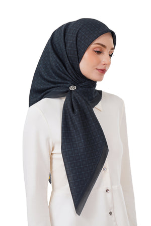 Monogrid Scarf - Navy